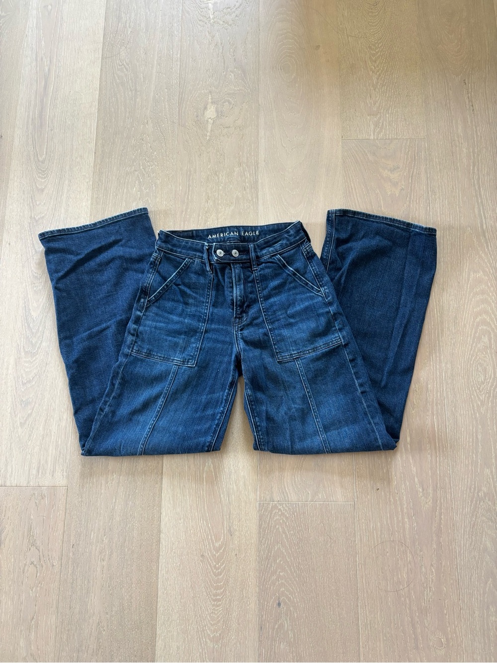American Eagle Outfitters Wide Leg Dark Blue Jeans